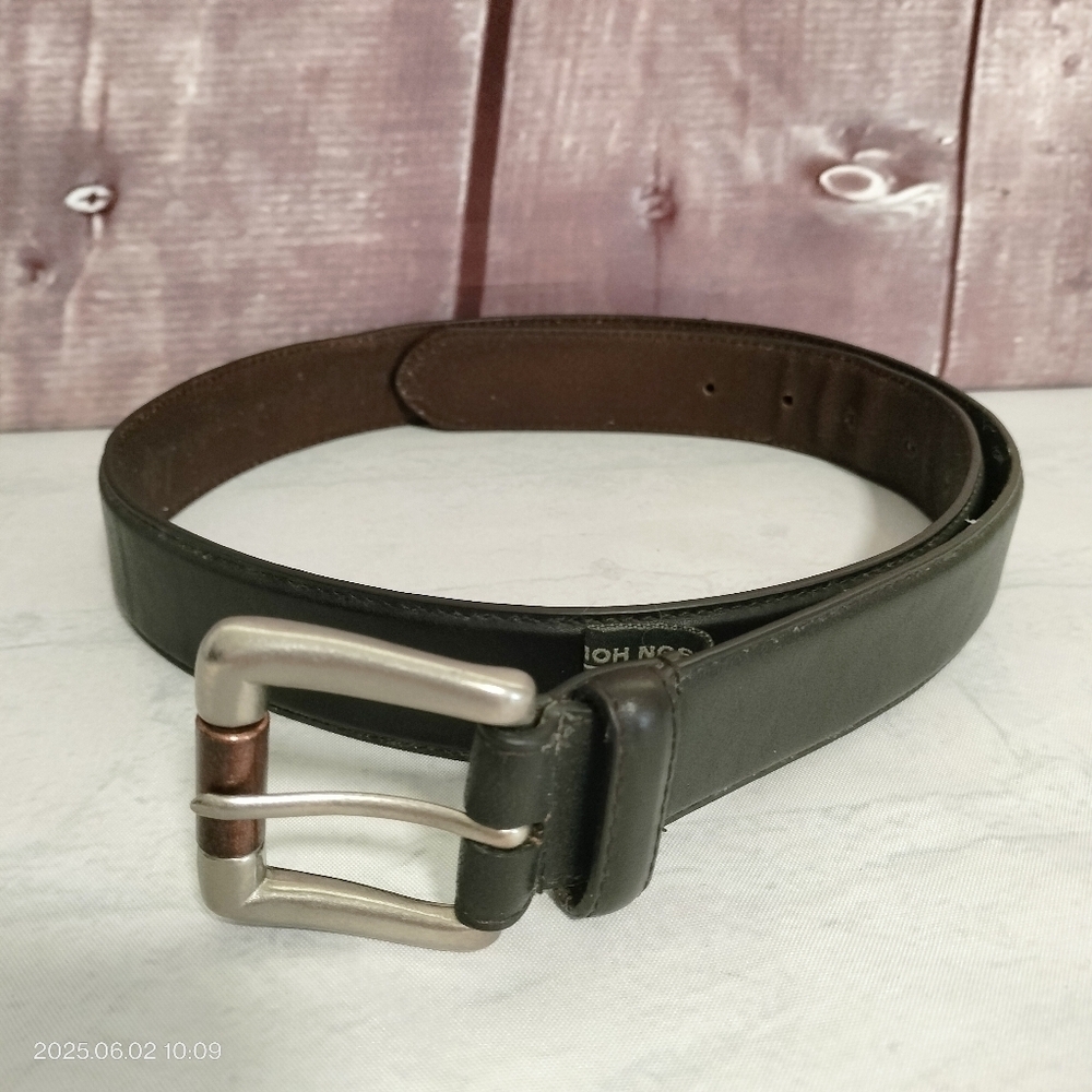 Mens Mountain Khakis 1.25" Wide Black Leather Belt w/ 2-Tone Buckle Size M